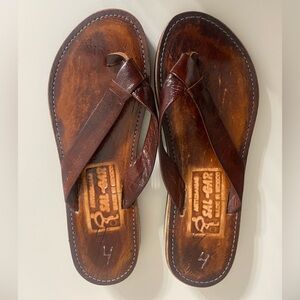 Women's Brown Leather Cross-Strap Sandals Size 6